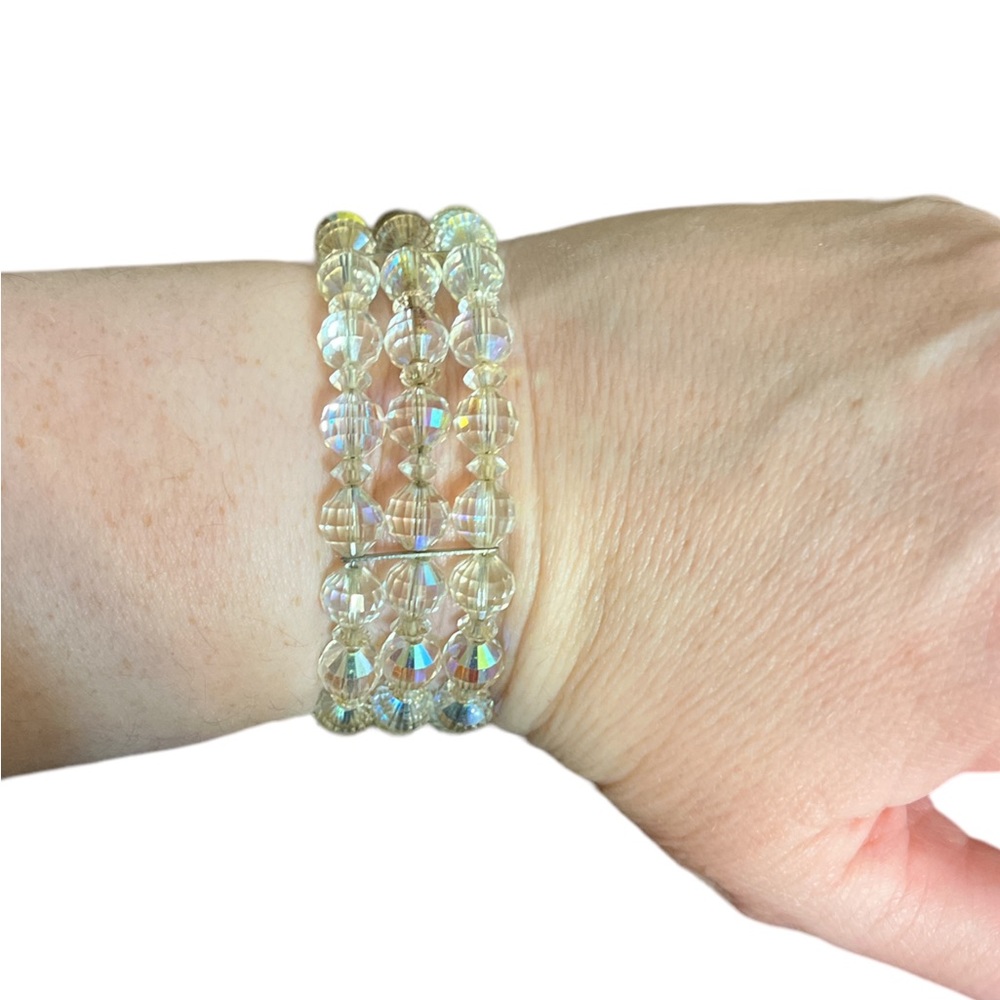 Vintage AB Beaded Expandable Wire Bracelet